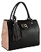 Diophy PU Leather Two Tone Tote with Turn Lock Closure and Tassels Décor Womens Purse Handbag SE-3388
