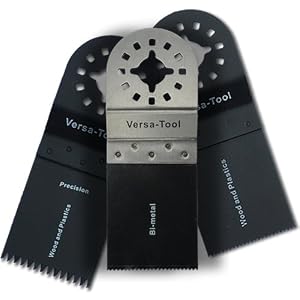 Versa-Tool MB1A1B1C Universal Oscillating Saw Blade Carpenters Varity Pack. 1 Each, 1-3/8 Inch Bi-Metal, Wood and Japan Tooth Blades