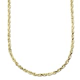 10k Yellow Gold 3.0mm Solid Diamond Cut Rope Chain Necklace, 22