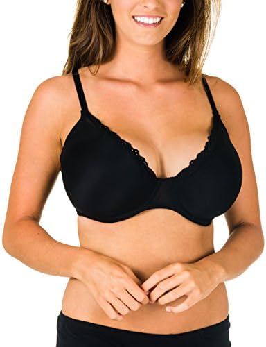 Bombshell Boudoir Curvy/Plus Sized Molded & Padded Underwire Bra with Lace (34DD, Black)