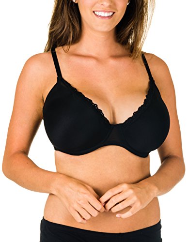 Bombshell Boudoir Curvy/Plus Sized Molded & Padded Underwire Bra with Lace (34DD, Black)