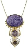 22k Gold Overlay Sterling Silver Amethyst & Charoite Pendant by Michou, 18