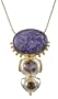22k Gold Overlay Sterling Silver Amethyst & Charoite Pendant by Michou, 18"
