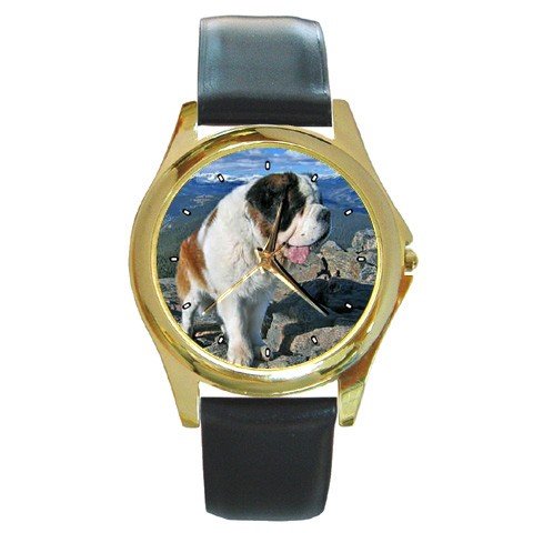 Saint Bernard Round Gold Metal Watch