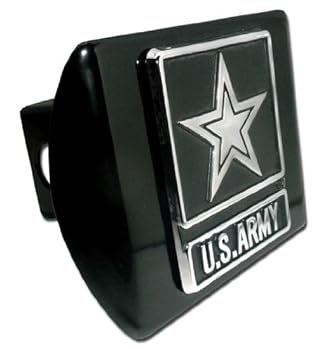 US Army Premium Black and Chrome Metal Trailer Hitch Cover