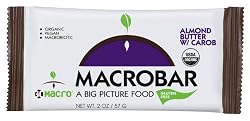 MACROBARS Organic Almond Butter with Carob, 2 oz Bars (Pack of 15)