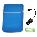 Light Blue / Grey Amazon Kindle DX Reversible Carrying Sleeve + Black Ebook Reader Light + Live*Laugh*Love Wrist Band!!! (Kindle DX Not Included)