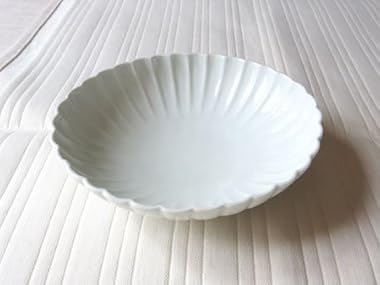 【阿部春弥】白磁輪花楕円鉢