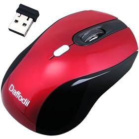 Daffodil WMS335R Wireless Optical Mouse 2.4GHz - Cordless 3 Button PC Mouse with Scrollwheel and Adjustable Sensitivity (MAX DPI: 2000) - For Laptop / Netbook / Desktop Computers - Supported by: Microsoft Windows (7 / XP / Vista) and Apple MAC (OS X +) - Battery Powered (1xAA Inc.)