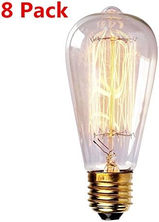 godlight® 60 Watt Marconi Squirrel Cage Filament Bulb - 1910 Edison Style 8 Pack