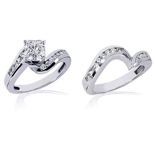 1.30 Ct Princess Cut Diamond Wedding Rings Set VS2 IGI