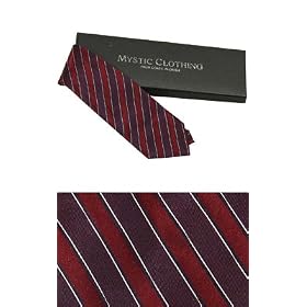 Classic Striped Silk Necktie by Mystic Clothing, includes Gift Box and 100% Pure Silk Neck