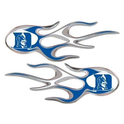 Duke University Blue Devils NCAA Sports Team Chrome Micro Flame Decal Sticker Car Truck Motorcycle Set of Two