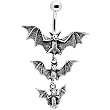 Gothic Tri-Vampire Bats Dangle Belly Ring