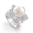 Bling Jewelry 12mm South Sea Shell Pearl Bridal CZ Flower Ring