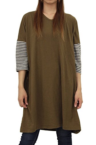 (ノージーン) No jean チュニックワンピ 7分袖 レディース 大きいサイズ M L LL 3L ボーダー チュニック ワンピ