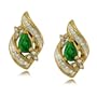 Emerald & Diamond Earrings 10K Yellow Gold Post Style