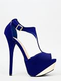 Qupid Count-09 T-strap Stiletto Pump Blue Styleupgirl