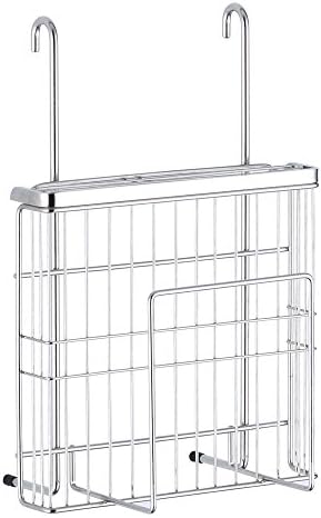 Premium 304 18/8 Stainless Steel Easy to Assemble Kitchen Organizer, Durable Rust-Resistant Wall Hook Hanging Knife/ Cutting Block Rack, Anti-Corrosion Non-slip Chopping Board Cutlery Holder (Silver)