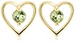 Yellow Gold Overlay Sterling Silver Peridot Heart Earrings