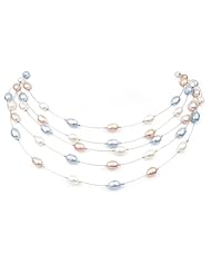 Willow Pearls Melody 5 Strand Pink Multi Freshwater Pearl Sterling Silver Necklace