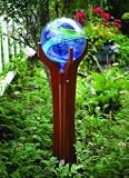 Blue Glow in the Dark Glass Gazing Globe with Wooden Hands Globe Stand