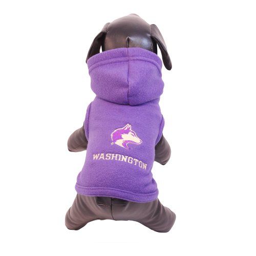 NCAA Washington Huskies Polar Fleece Hooded Dog Jacket, Medium