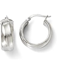 14k White gold Leslies Polished and Satin Hoop Earrings