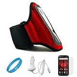 Red Moisture Resistant Protective Neoprene Exercise Workout Armband with Ad ....