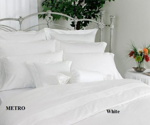 METRO Bed Sheet Set 600 Thread Count Solid Sateen 100% Egyptian Cotton White (Queen).