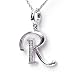 Silver Diamond Initial Pendant R with Silver Chain