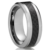 8MMMen'sTungstenCarbideRingWeddingBandwithBlackCarbon