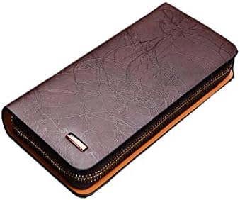 Men's Real Leather Long Big Size Wallet Male Classic Vintage Clutch Purse Brown