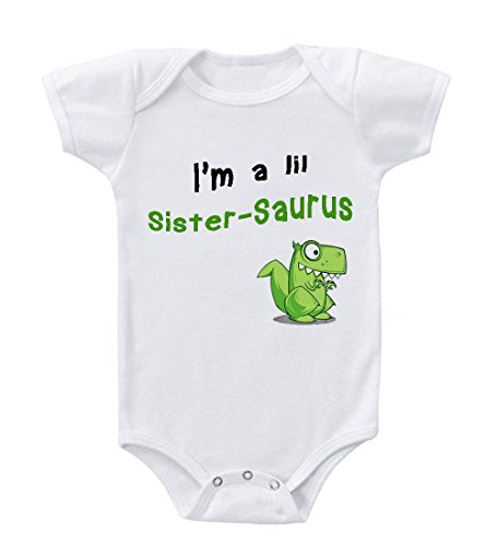 Green Dinosaur Dino Little Sister-Saurus Infant Toddler Baby Bodysuit One Piece