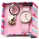 Reflex 1014312S - Montre Fille - Quartz Analogique - Bracelet et cadran rose fleuris - Porte-clé - Boîte à cadeaux