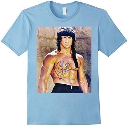 Men's John Rambo Shirt Small Baby Blue