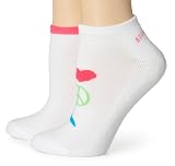 Steve Madden Women's Neon Knit Ped Athletic Peach Love 2-Pack Socks,Neon Pink/Neon Turq,One Size