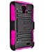 LG L31G / LG Access LTE Case Combo by ICE-CLEAR(TM)-HERCULES Dual- Layer Hard/Gel Hybrid Kickstand Armor Case w/ Holster (Black/Pink)+Touch Screen Stylus