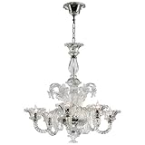 La Scala 30D Clear Murano Glass Style 6 Light Chandelier