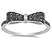 Black & White Cz Bow Tie .925 Sterling Silver Ring Sizes 4-12