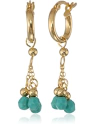 18k Gold Over Sterling Silver Turquoise Cluster Hoop Earrings