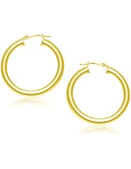 14K Yellow Gold Polished Hoop Earrings (30 mm)