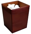 Mocha Leather Square Waste Basket