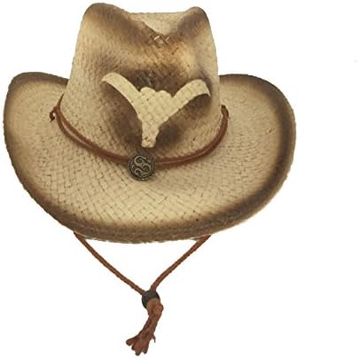 EZ Gifts Western Style Bull Horns Cowboy Cowgirl Straw Woven Shapeable Rodeo Hat Unisex