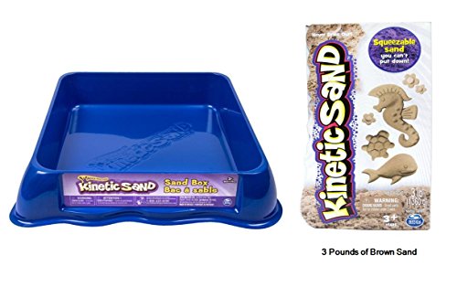 Ultimate Kinetic Sand GIFT SET! Includes Sand Box & 3 lbs of BROWN Sand (Sandbox color will vary)