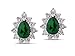 10k White Gold Pear Shaped Created Emerald and 10k White Gold Pear Shaped Created Emerald and