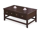 New Cappuccino Espresso Finish Coffee Table with Drawers