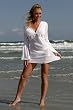 Long Sleeve Tunic with Crochet Band Gauze Cover Dress