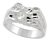 Sterling Silver Rectangular Nugget Ring, 3/8 (10mm) wide