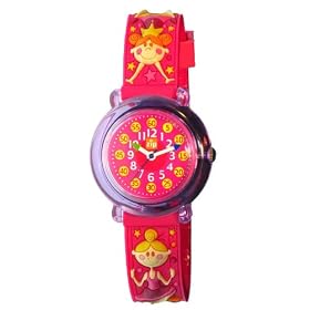 Baby Watch - Montre enfant - Fille - Zip Trapeziste - La montre p�dagogique - Plastique gomme rose avec dessins 3D - Avec m�thode d'apprentissage
